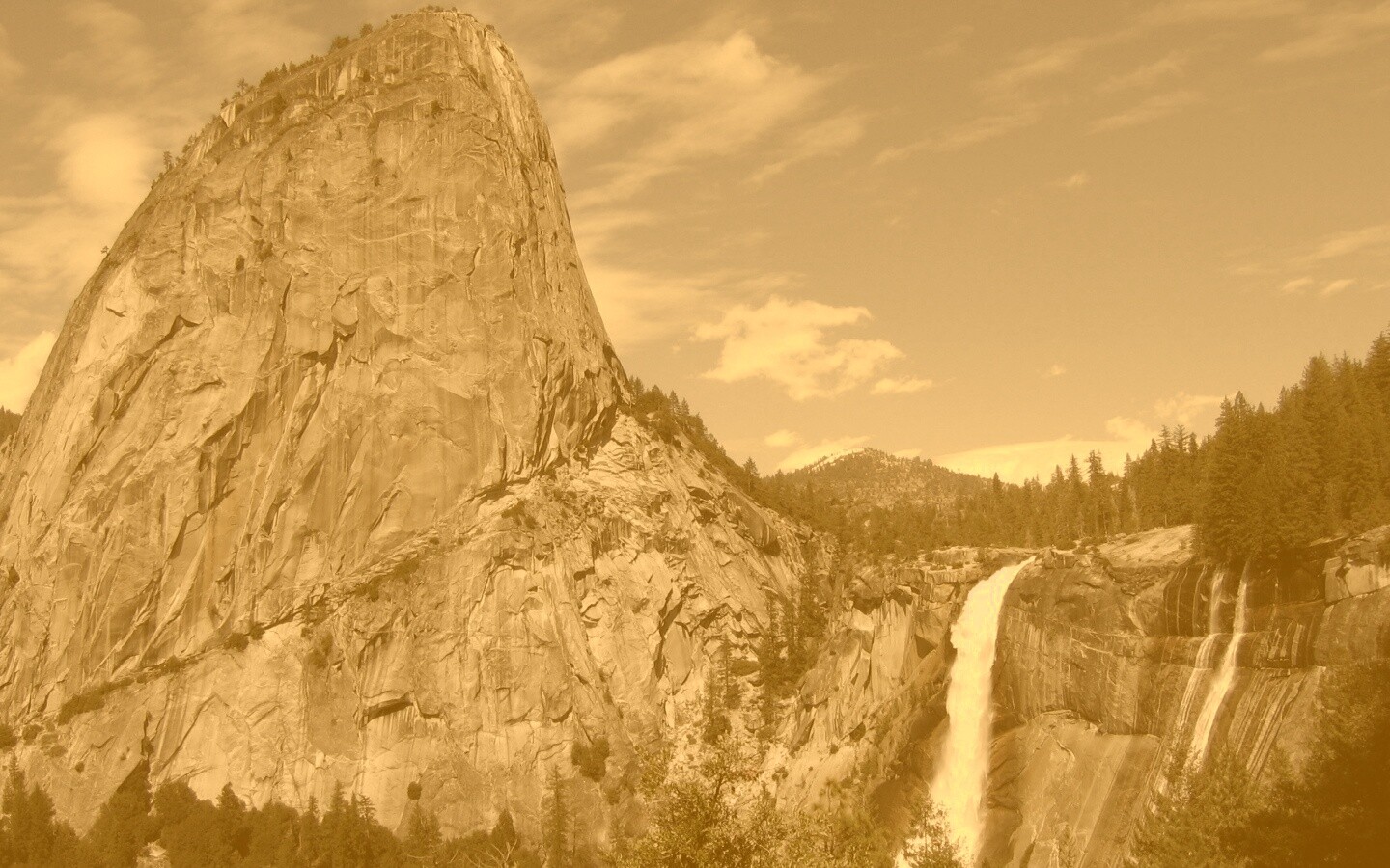 Скалы и водопад обои