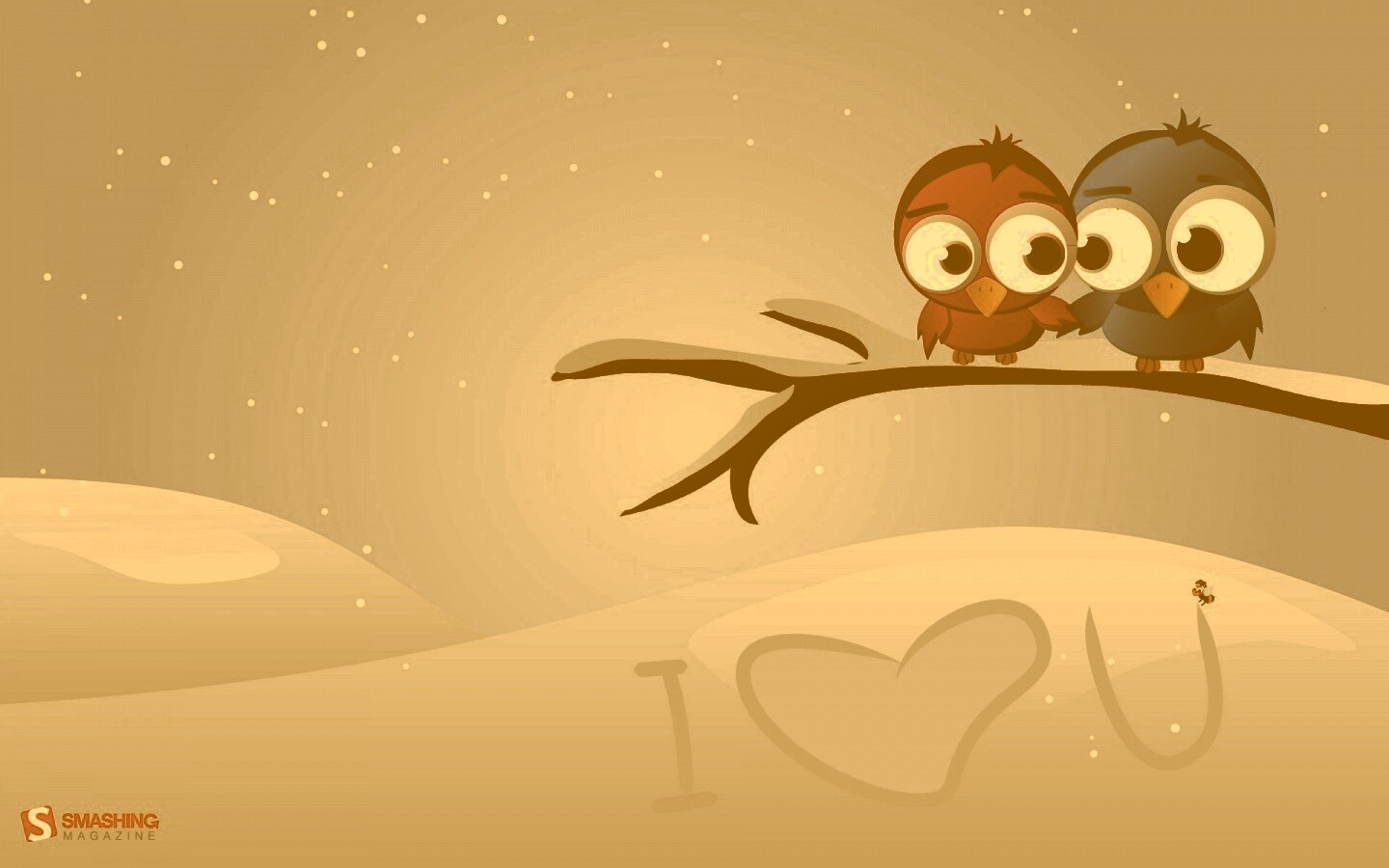 Две птички на ветке щебечут о любви обои