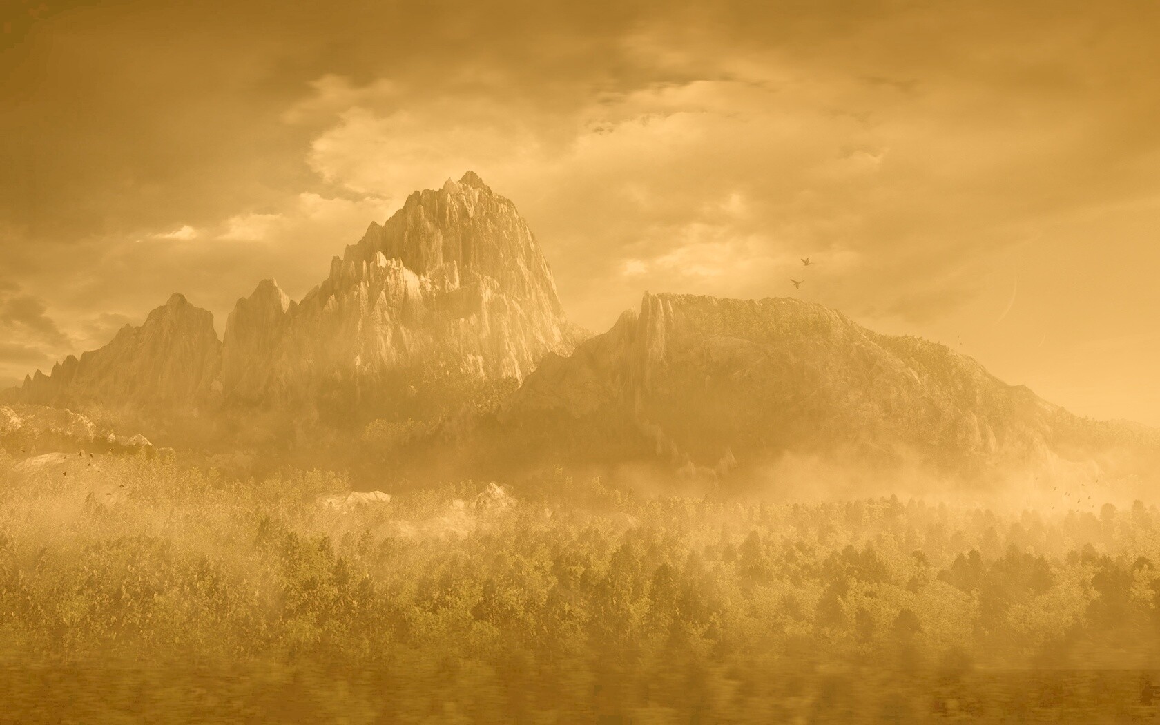 Горы посреди джунглей обои