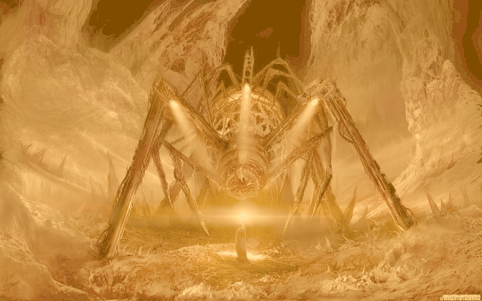 Свет против механического монстра обои