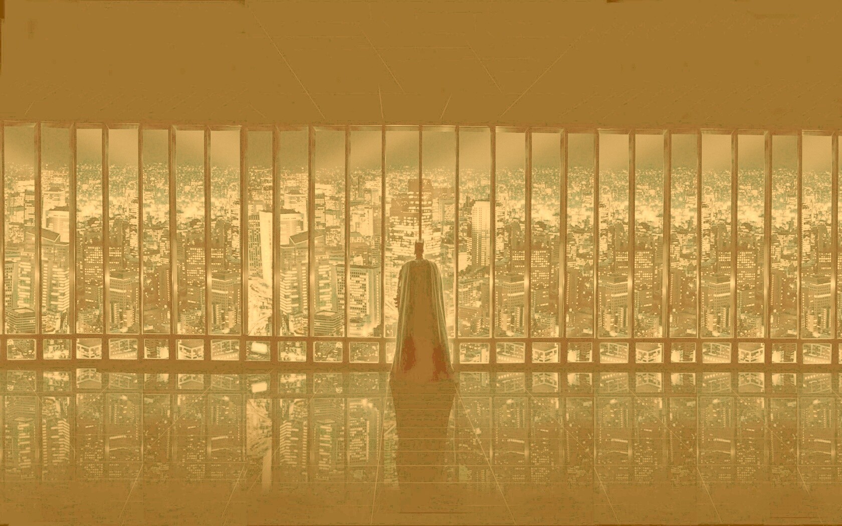 Бэтмен  смотрит на Готем обои