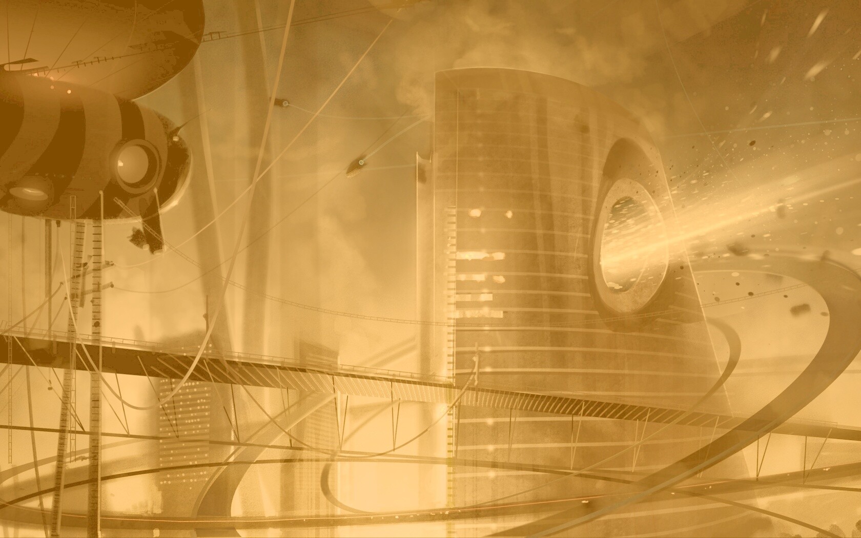 Выброс в городе будущего обои