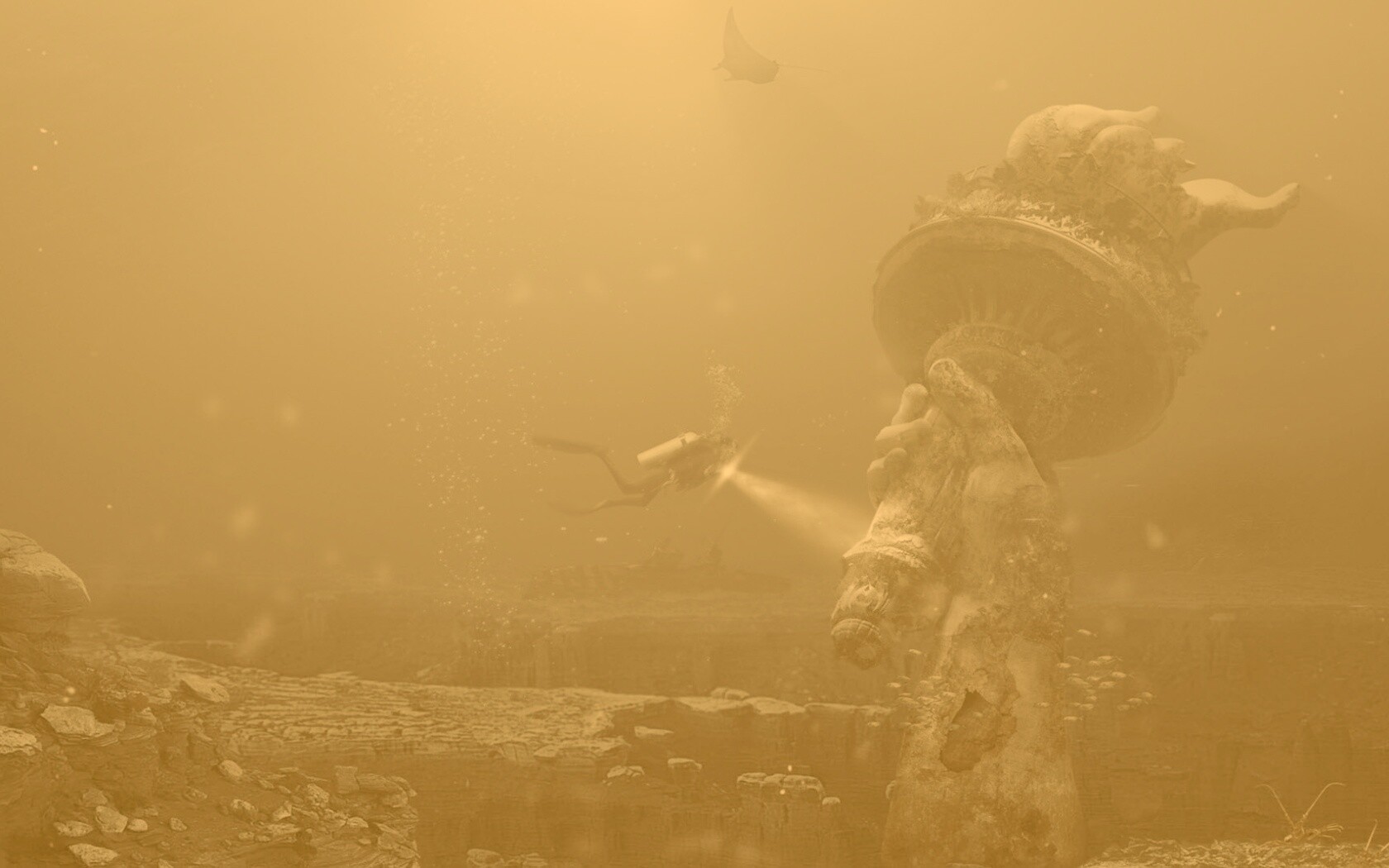 Затопленный Нью-Йорк обои