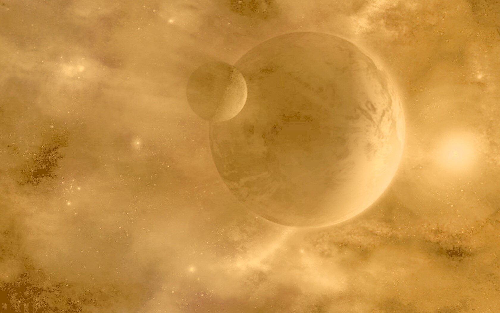 Планета с одним спутником обои