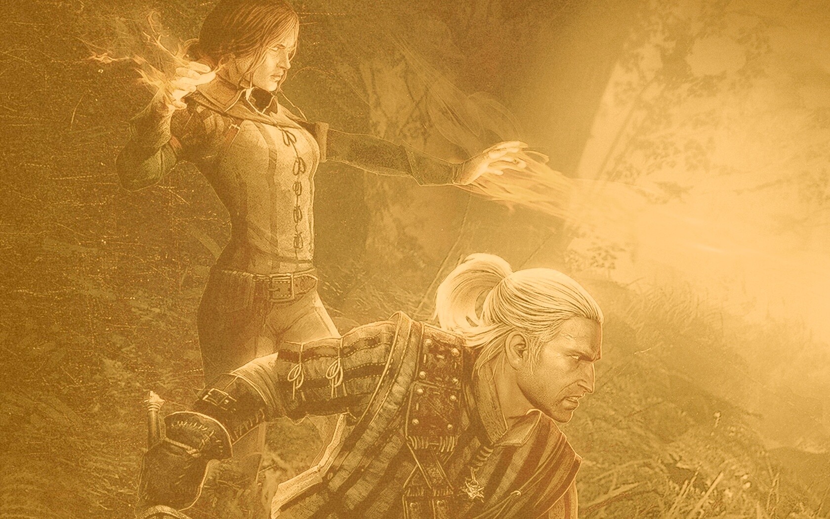 Геральт и Трисс в бою обои