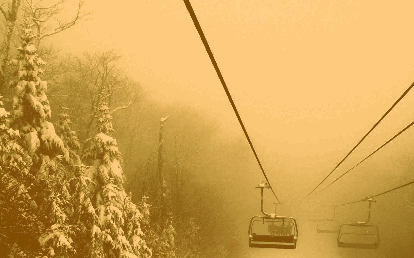 Канатная дорога в зиму обои