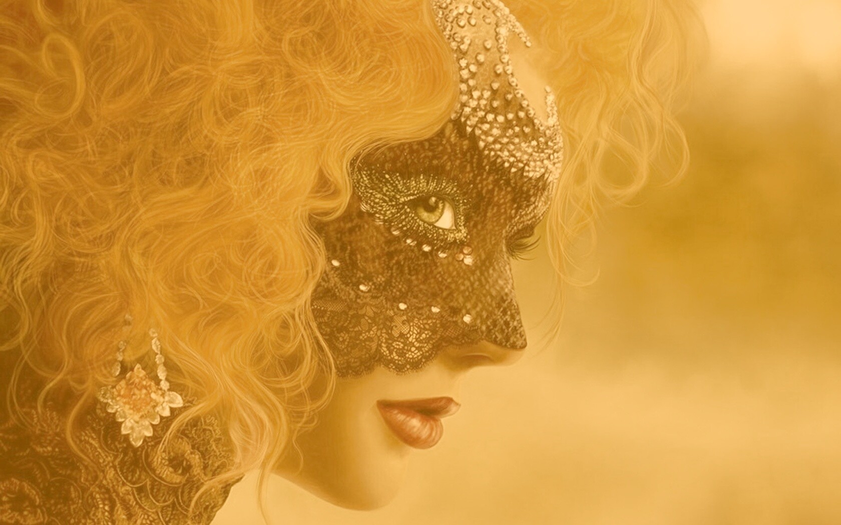 Девушка в карнавальной маске обои