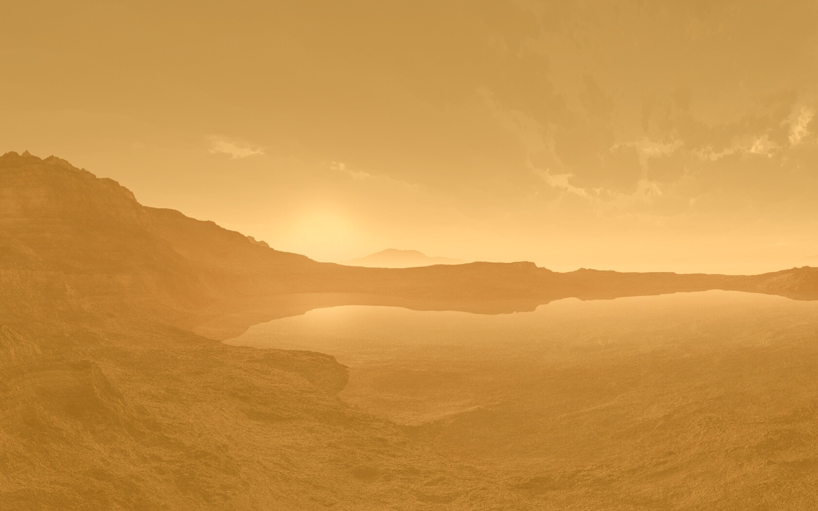 Озеро в каменистой пустыне обои