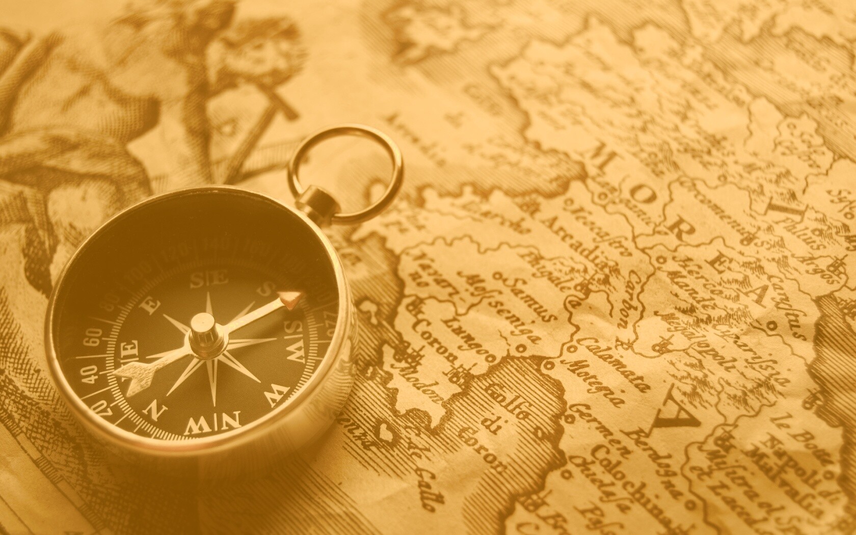 Компас и карта обои
