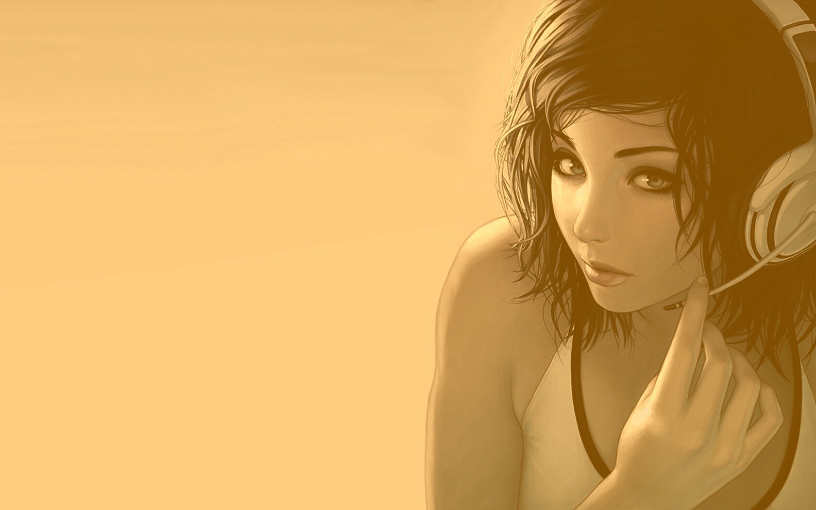 Сексуальная девушка в наушниках с микрофоном обои