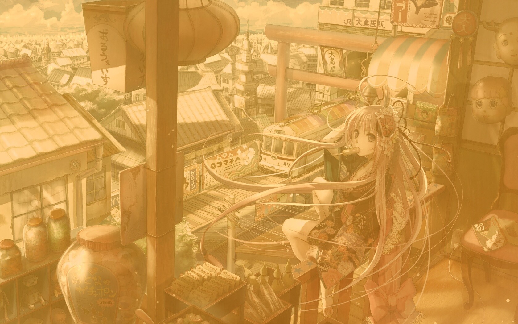 Девочка ест мороженное обои