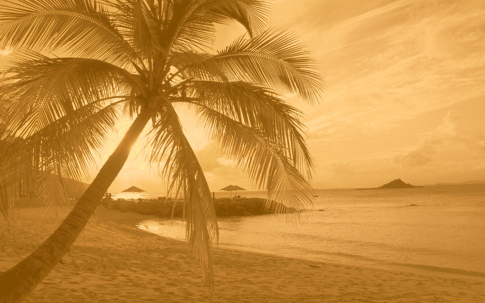 Пляж на закате обои