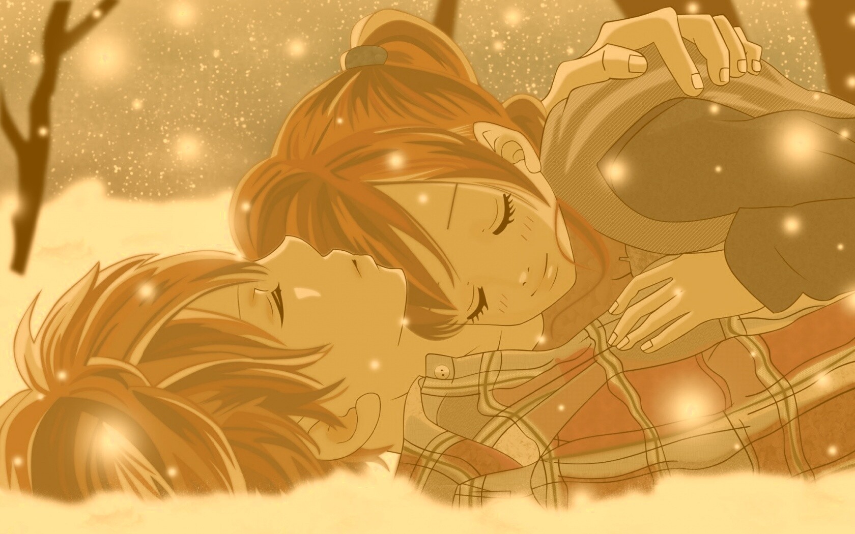 Двое на снегу из Bokura Ga Ita обои