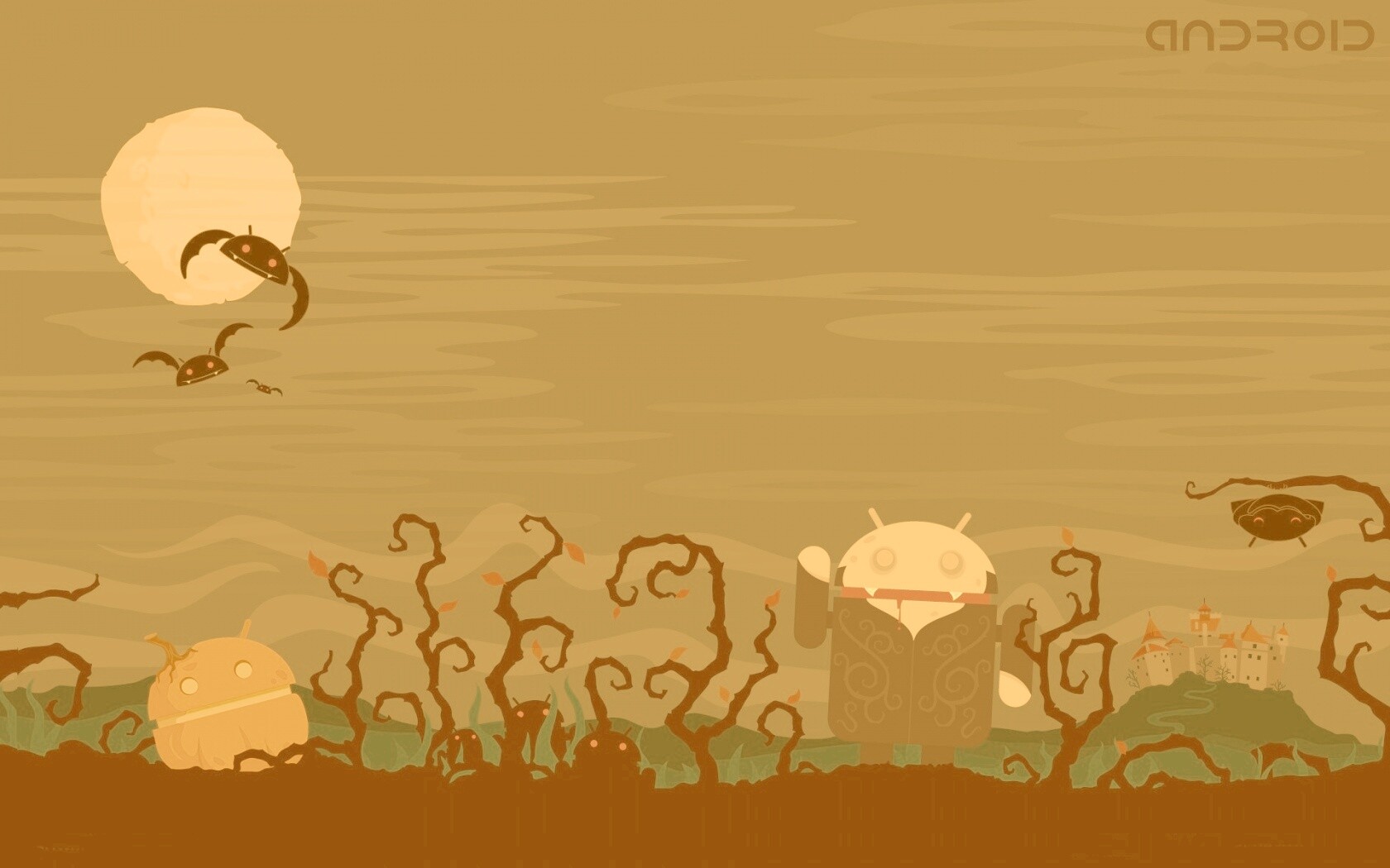 Хэллоуин в стиле Google Android обои