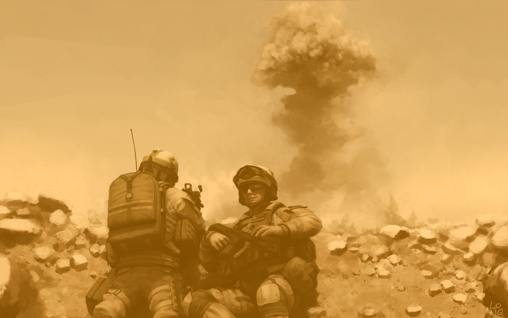 Солдаты в пустыне обои