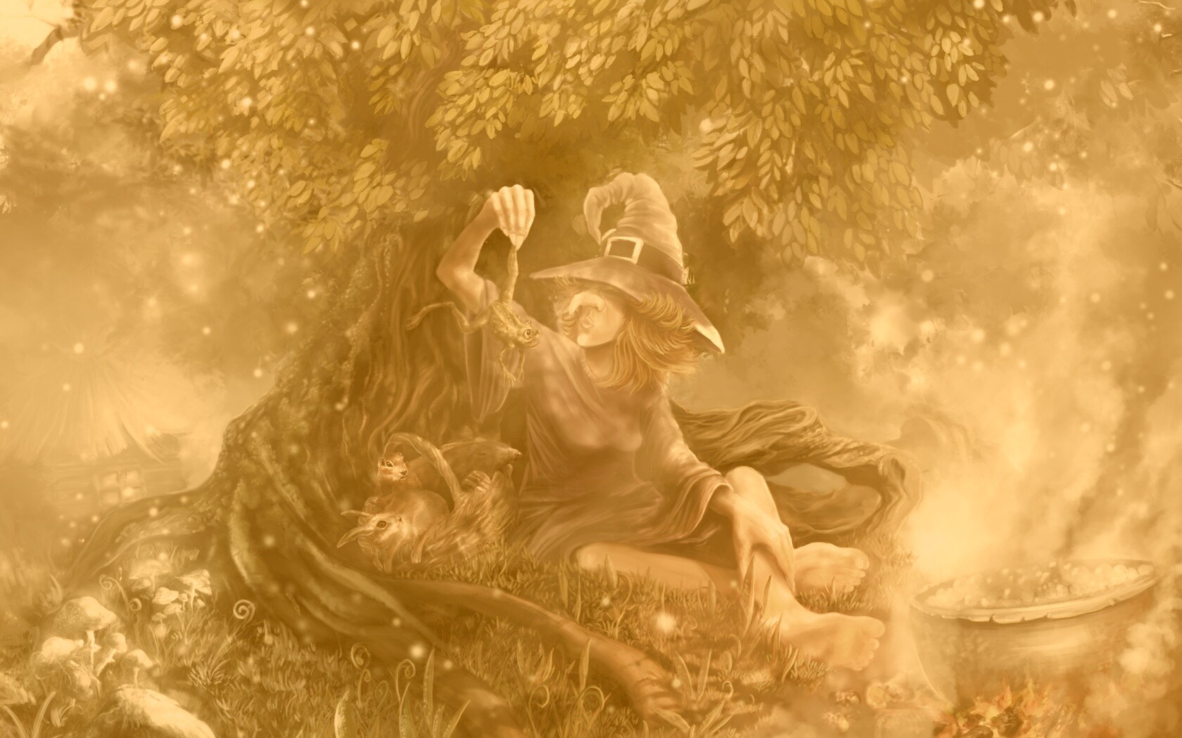 Ведьма варит зелье обои