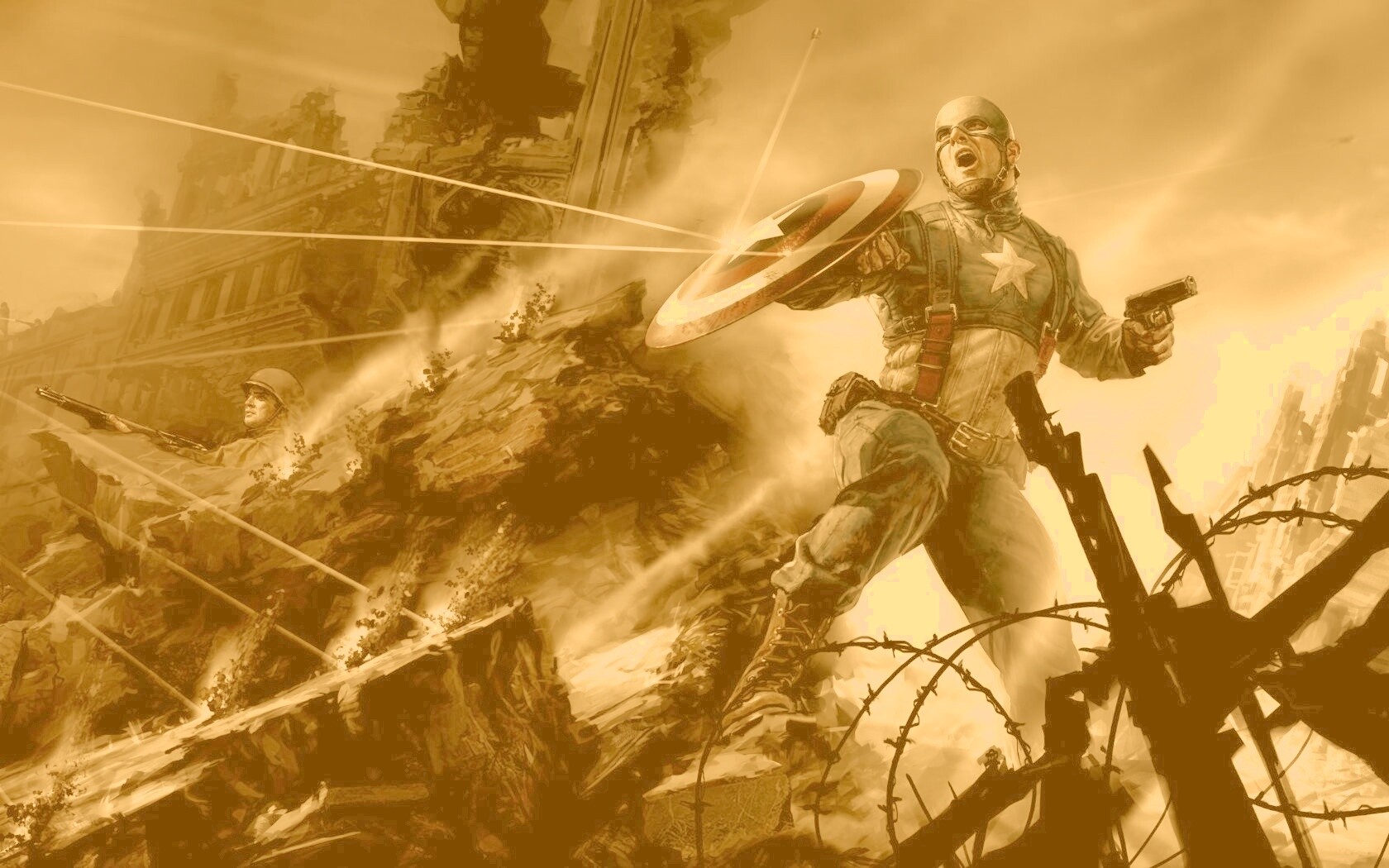 Капитан Америка на баррикадах обои