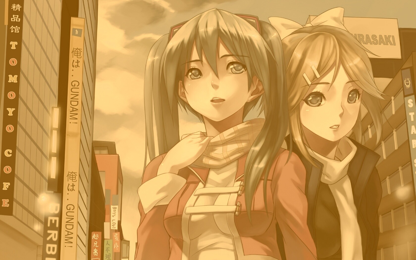 Девочки в большом городе обои