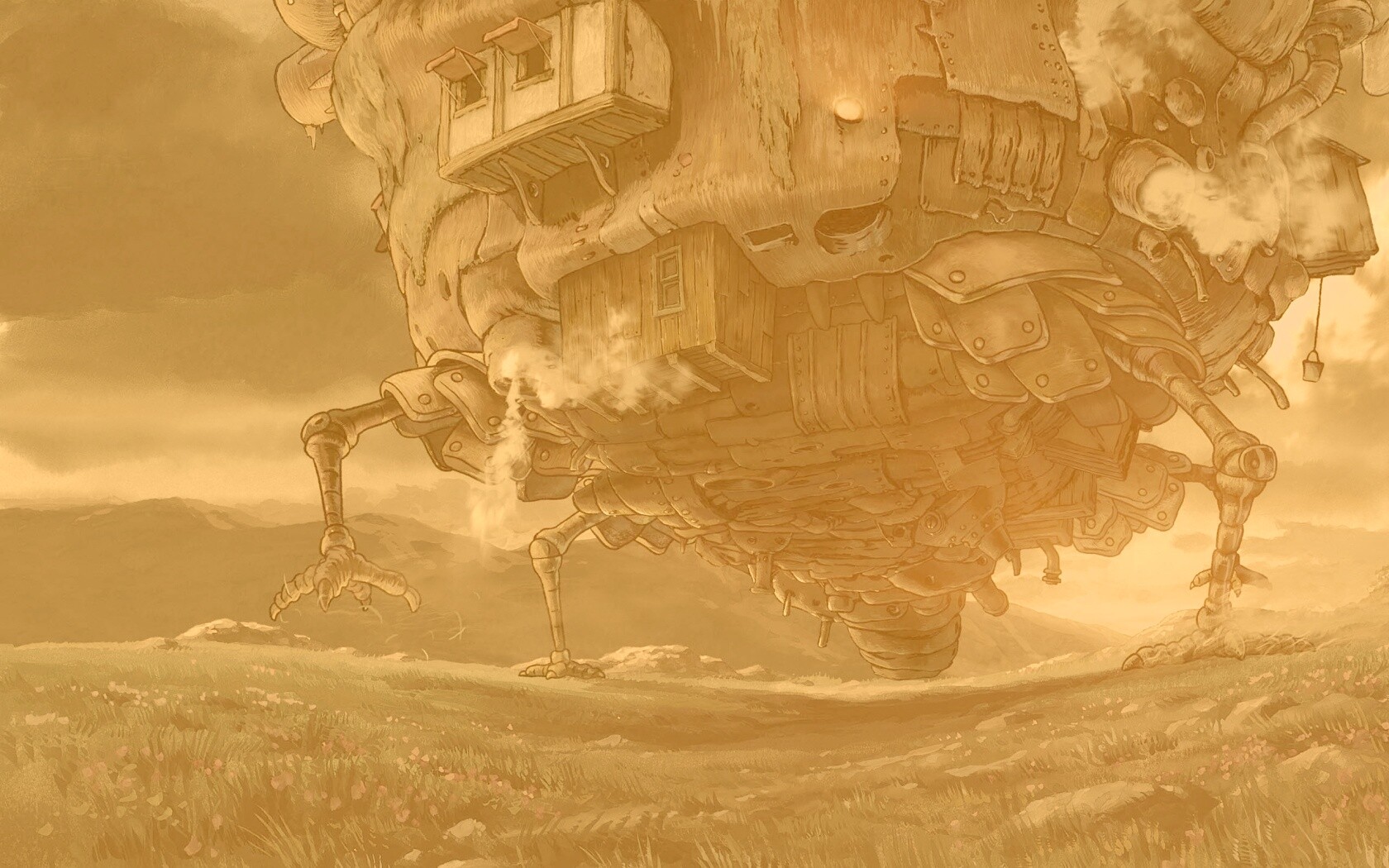 Ходячий замок в движении обои