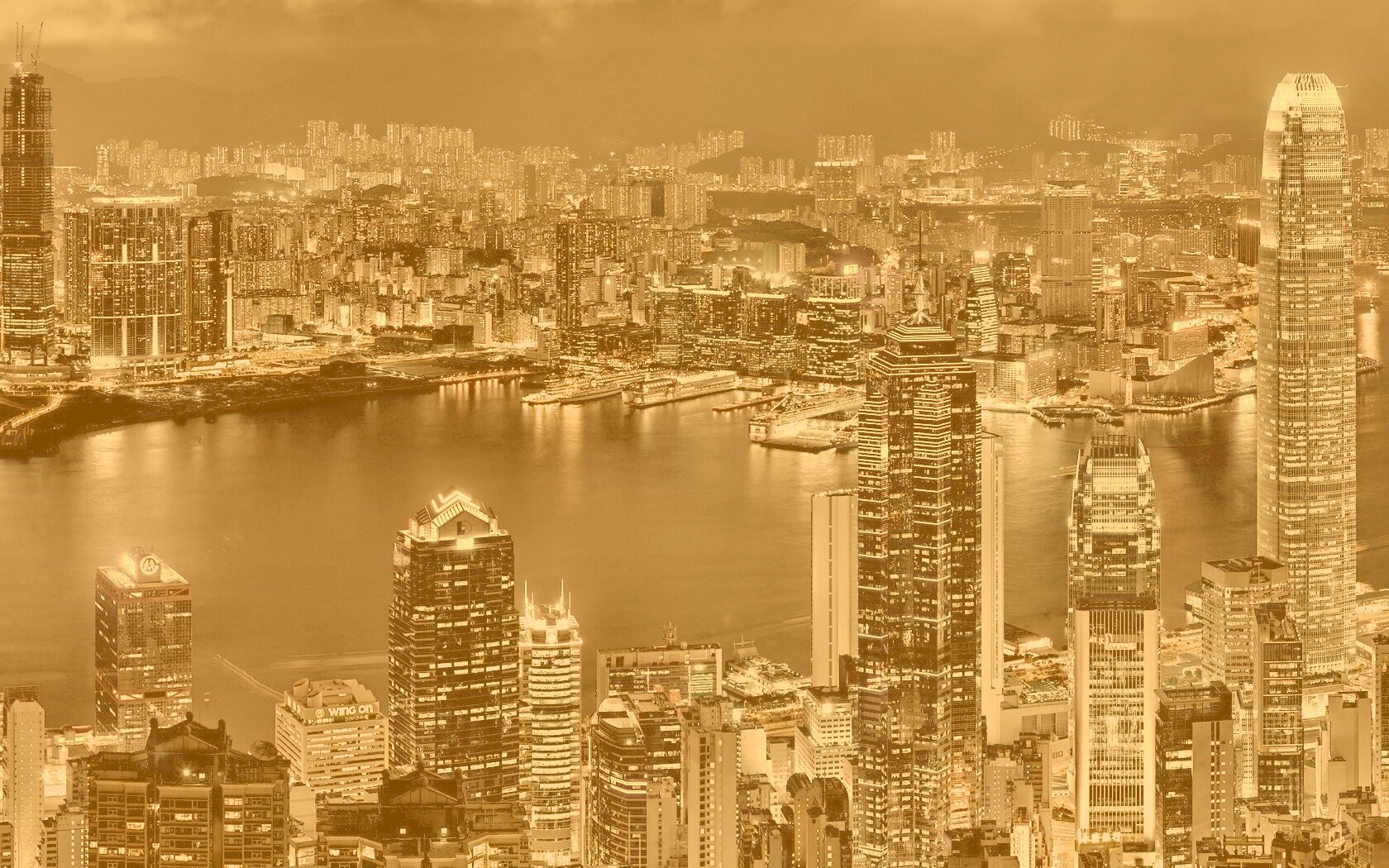 Небоскребы ночью обои