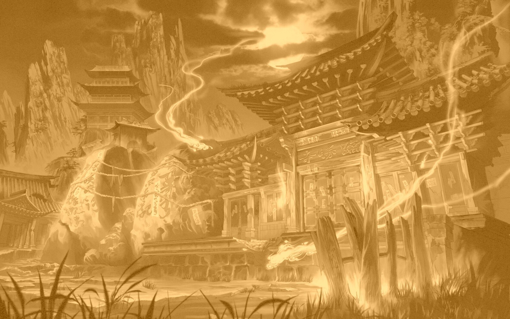 Вход в китайский храм обои