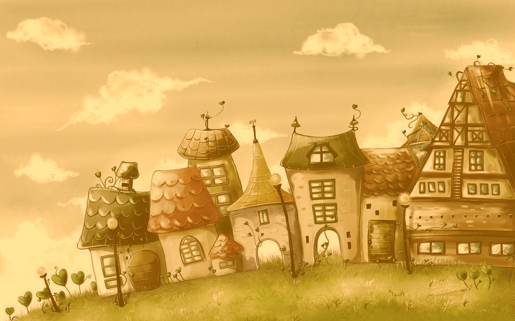 Мультяшный городок обои