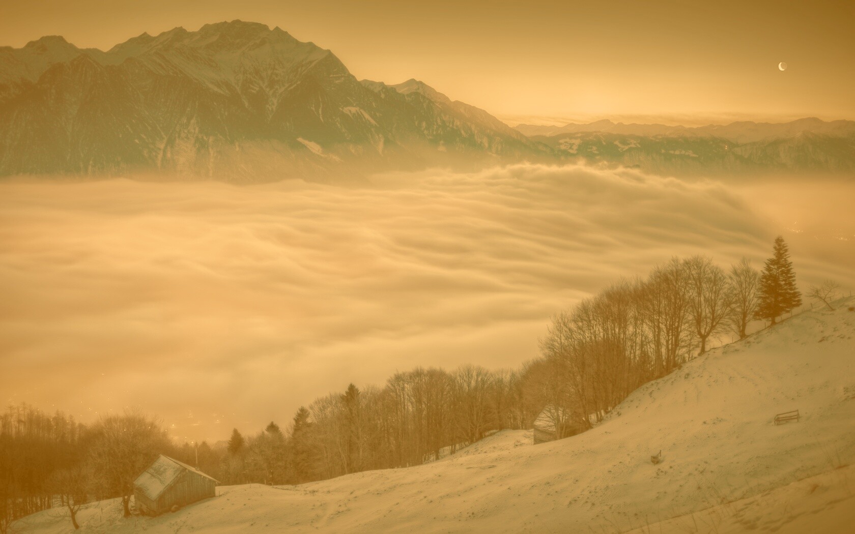 Туман в долине обои