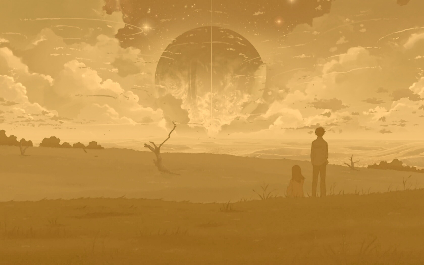 Кадр из творения Макото Синкая обои