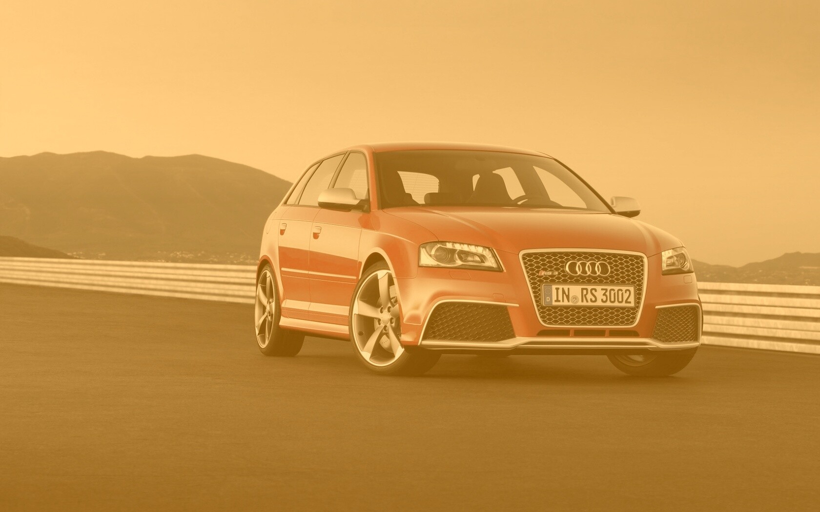 Красная Audi RS3 спереди обои