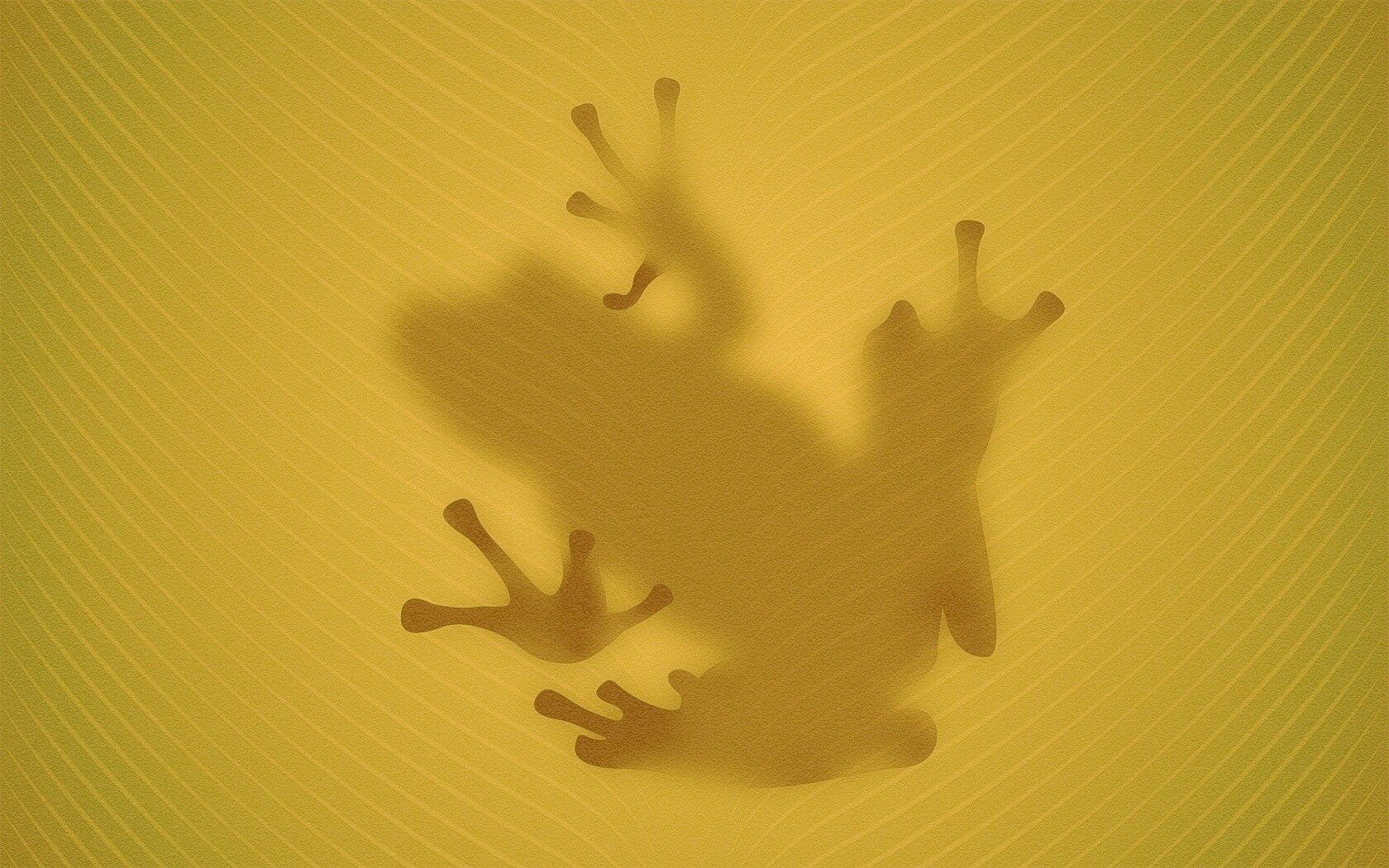 Силуэт лягушки просвечивает сквозь зеленый лист обои