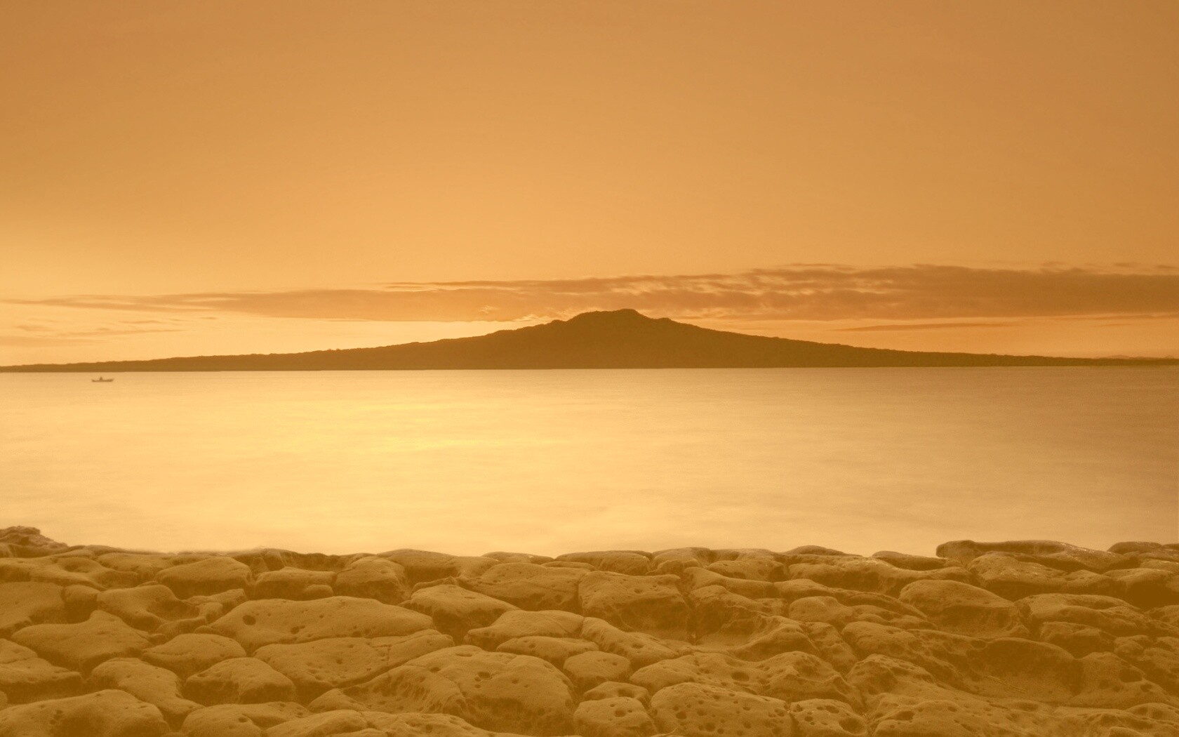 Закат за островом Рангитото обои