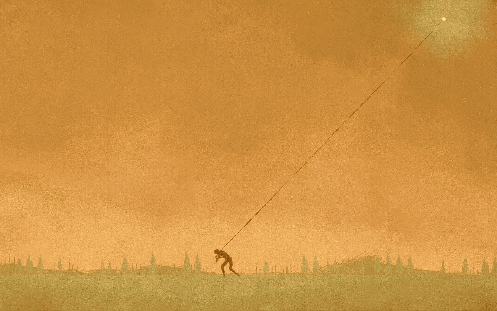 Человек тянущий звезду обои