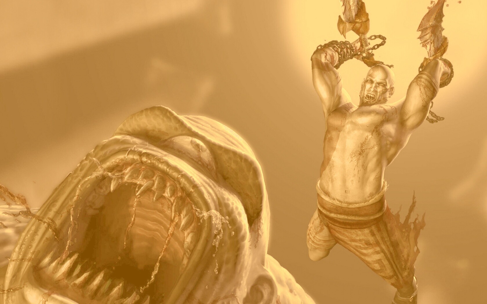 Кратос против монстра обои