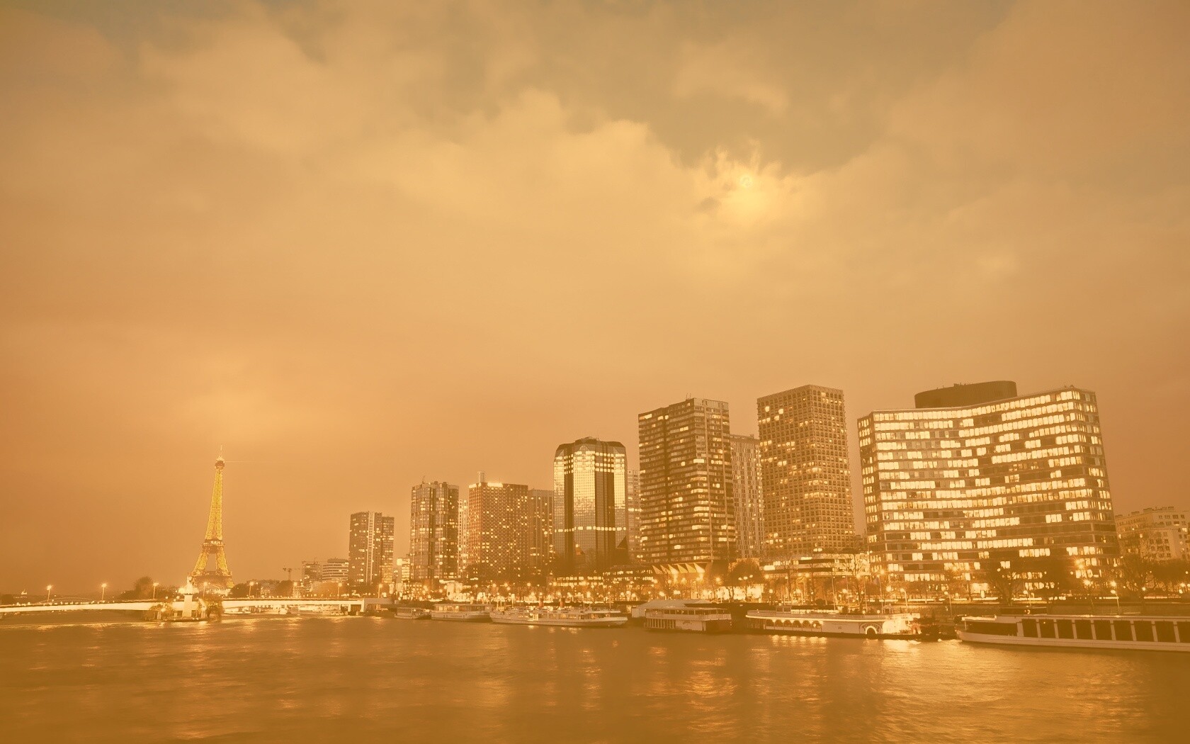 Вид на ночной Париж обои