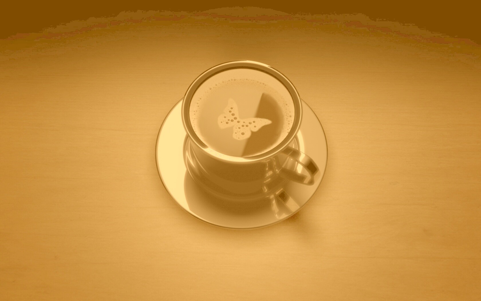 Чашка кофе с пенкой в форме бабочки обои