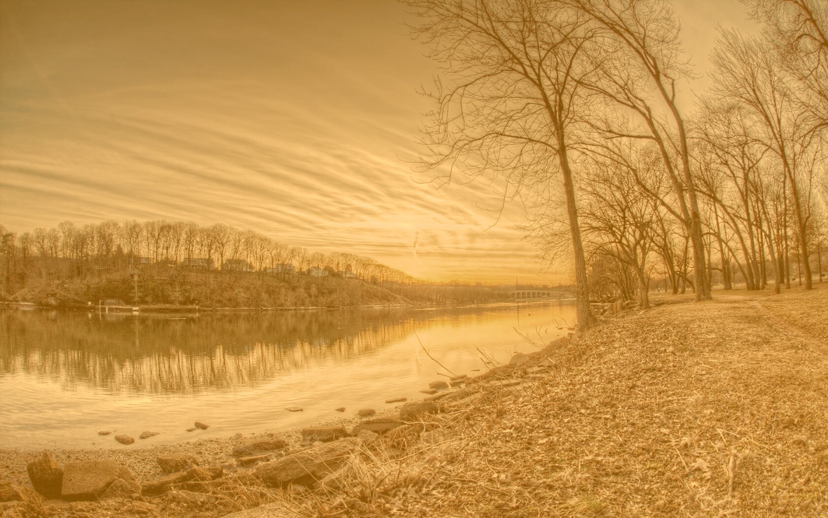 Осенний закат обои