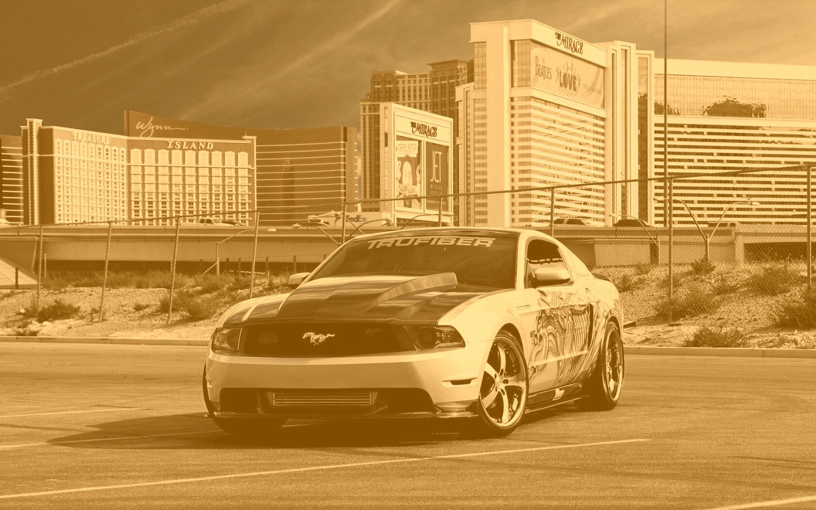 Мустанг на парковке обои