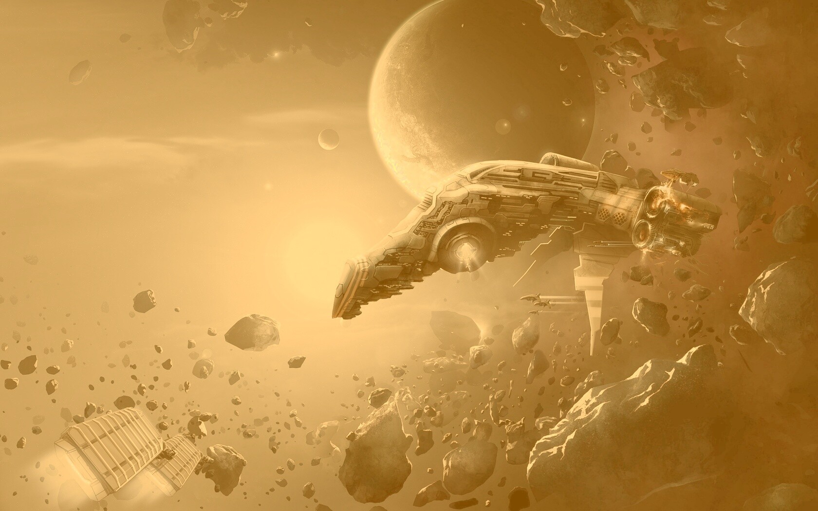 Космические корабли в поясе метеоритов обои