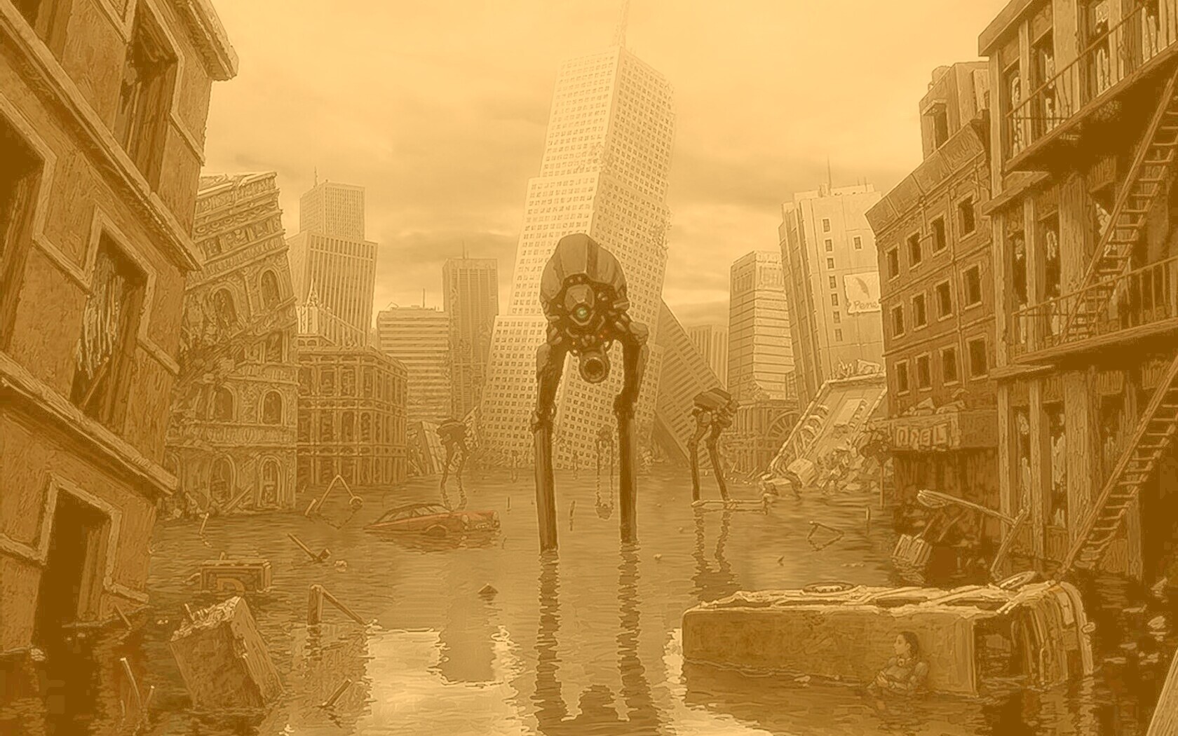 Постапокалиптический город обои