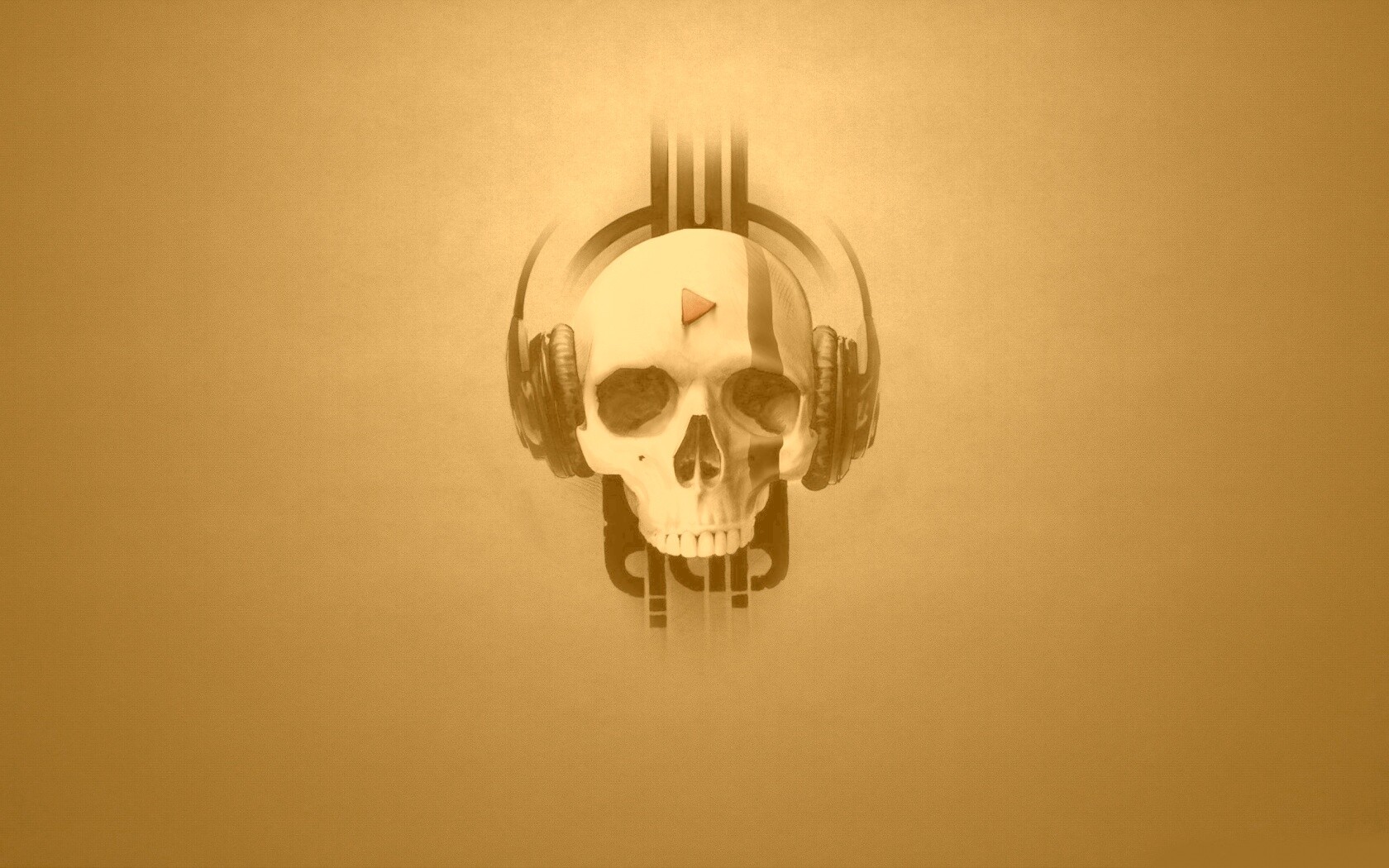 Череп в наушниках обои