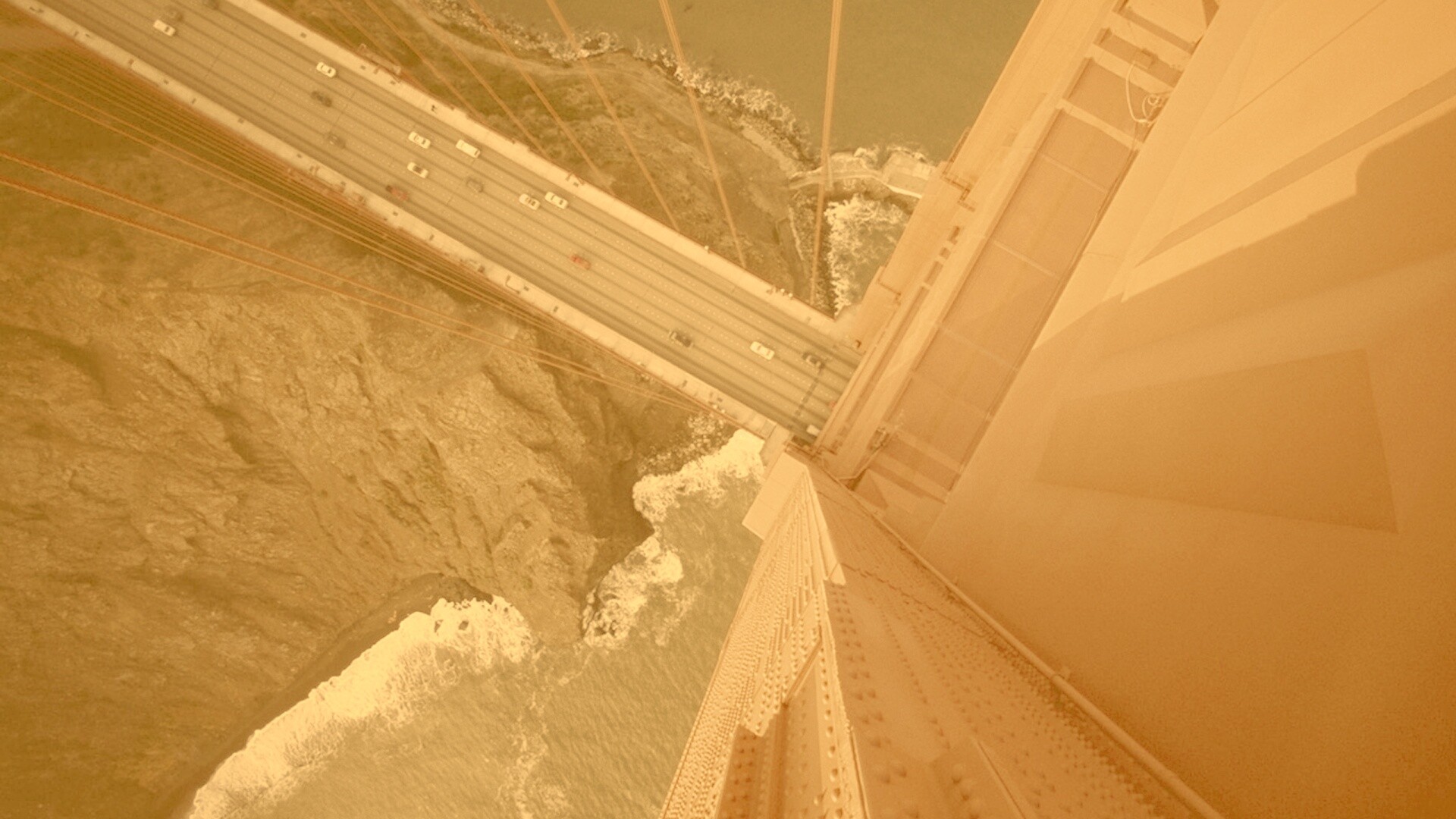 Вид в с пролета моста Золотые Ворота обои