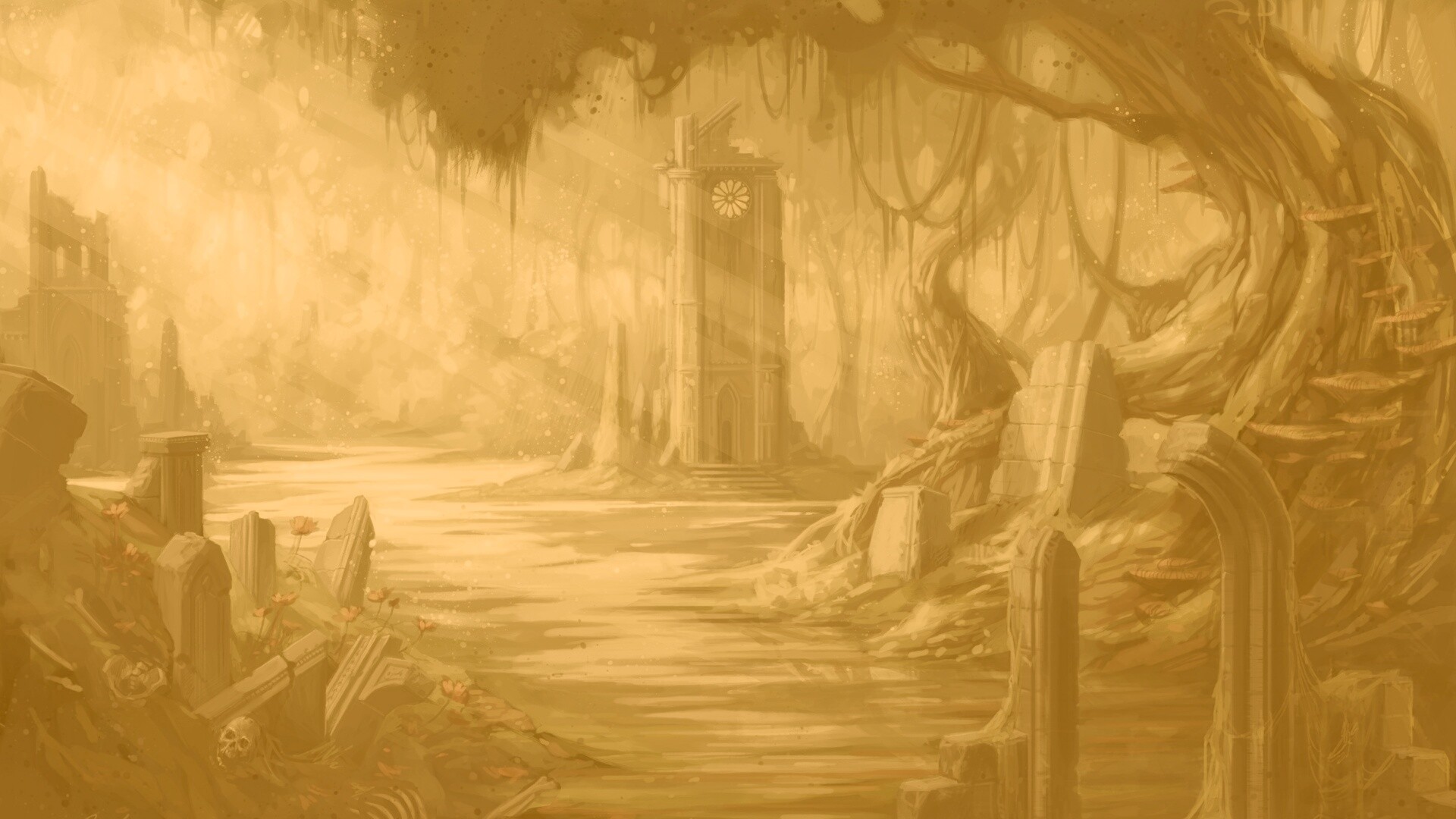 Руины эльфийского города обои