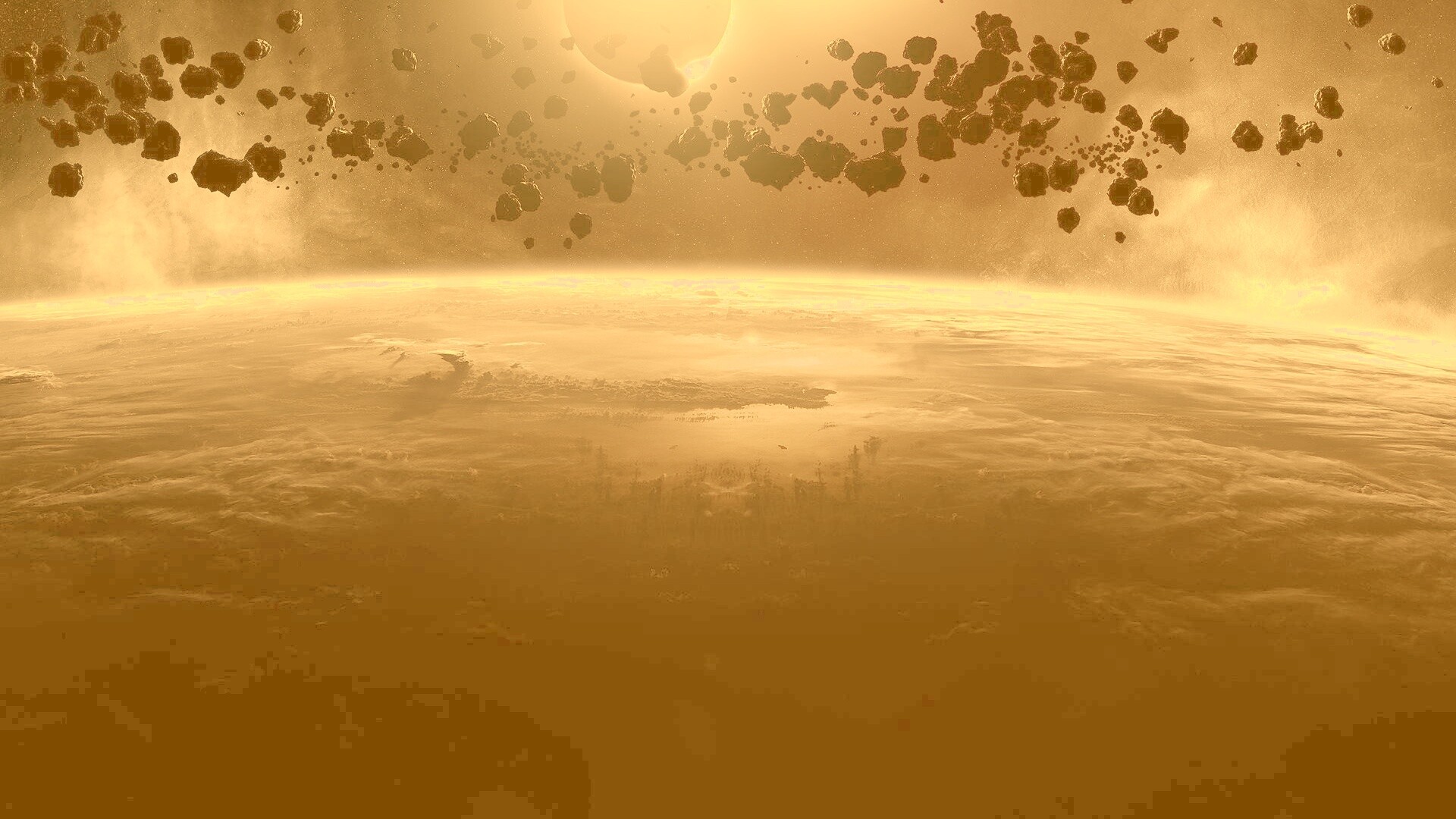 Пояс астероидов над планетой обои