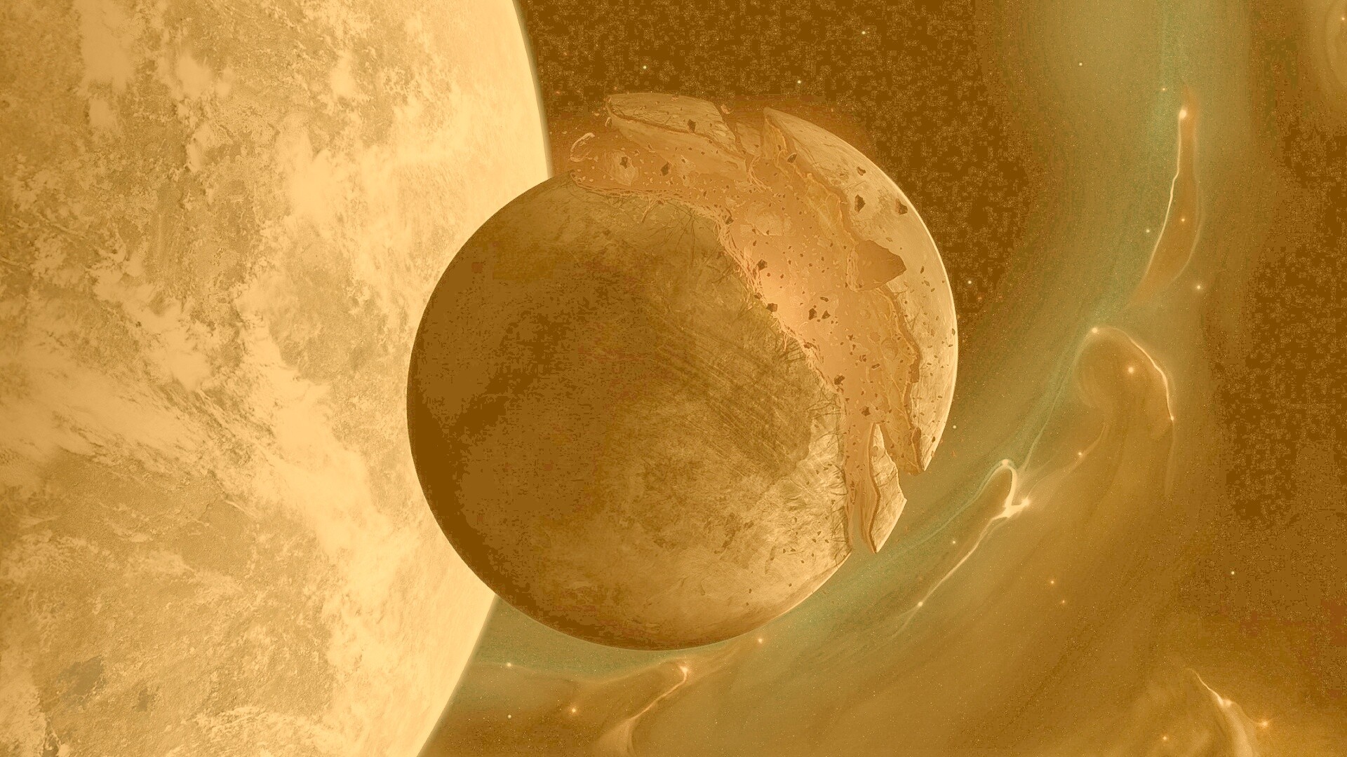 Спутник раскалывается пополам обои