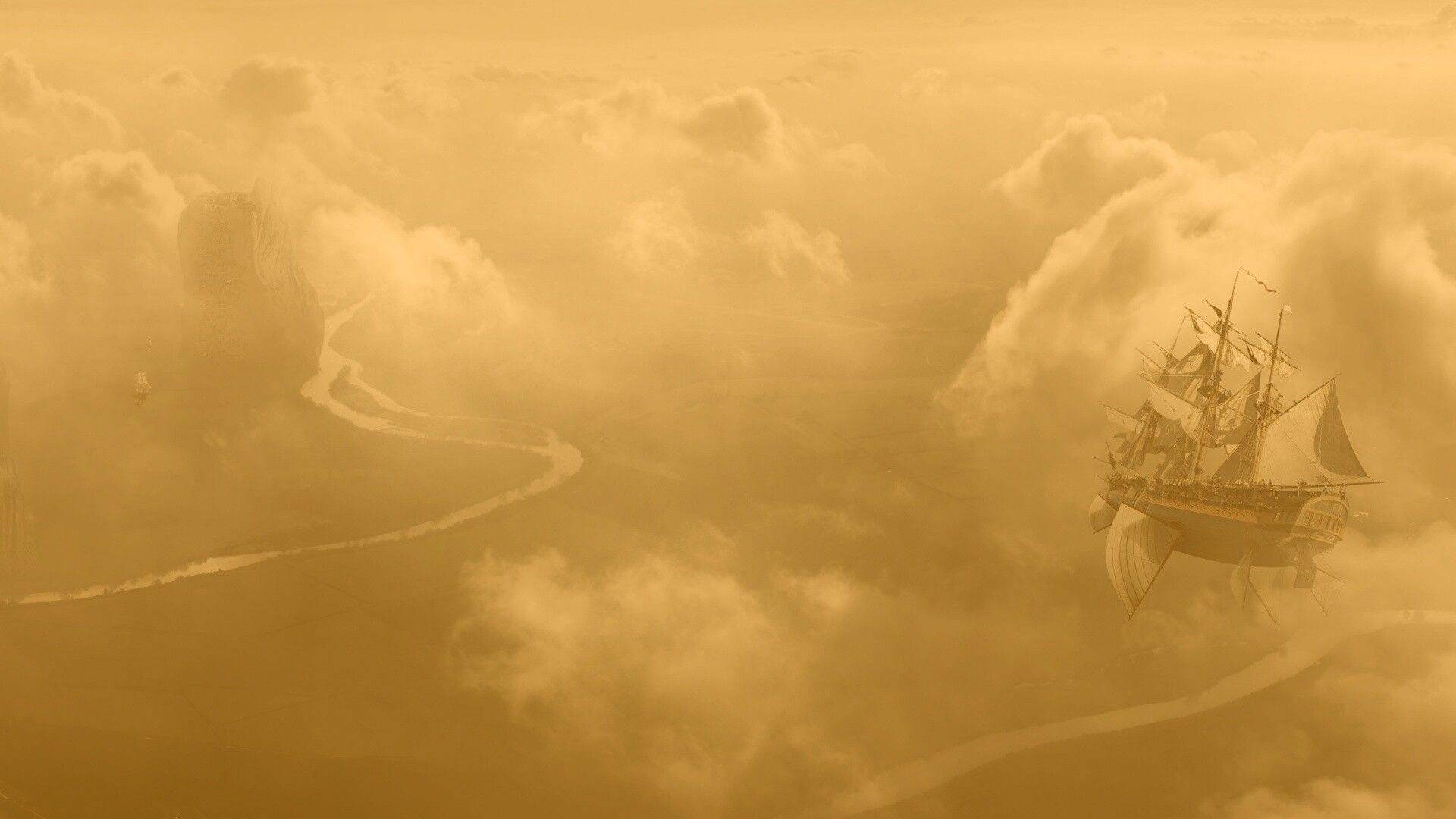 Летающий корабль обои