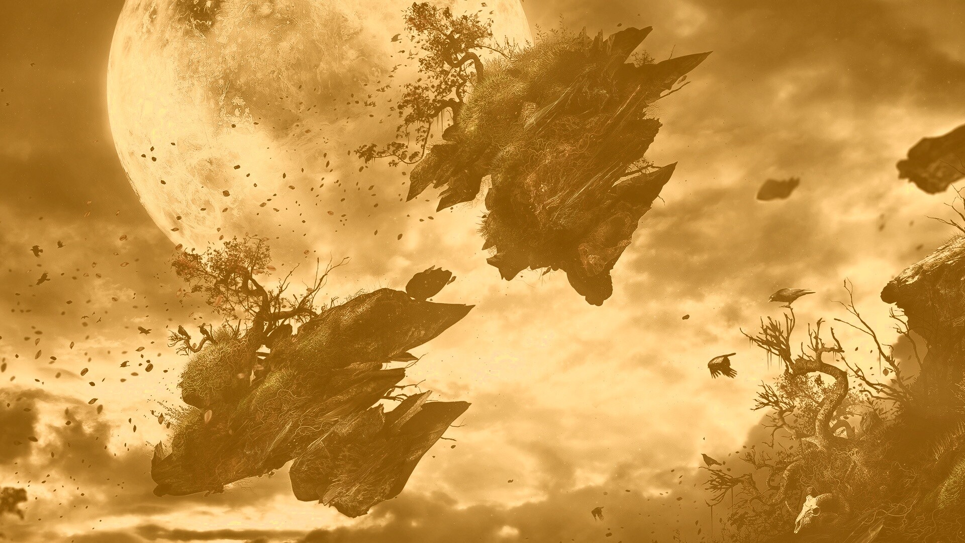 Летящие куски земли обои