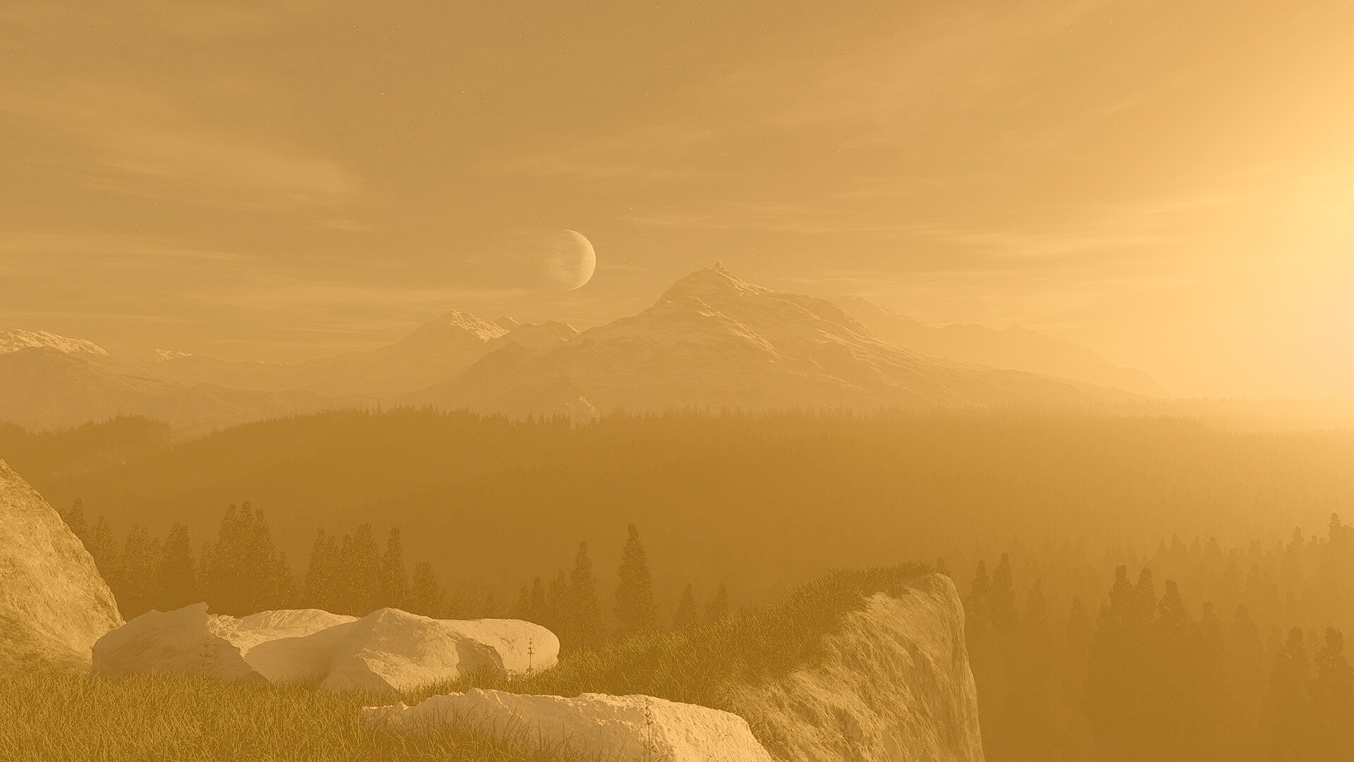 Луна над горами обои