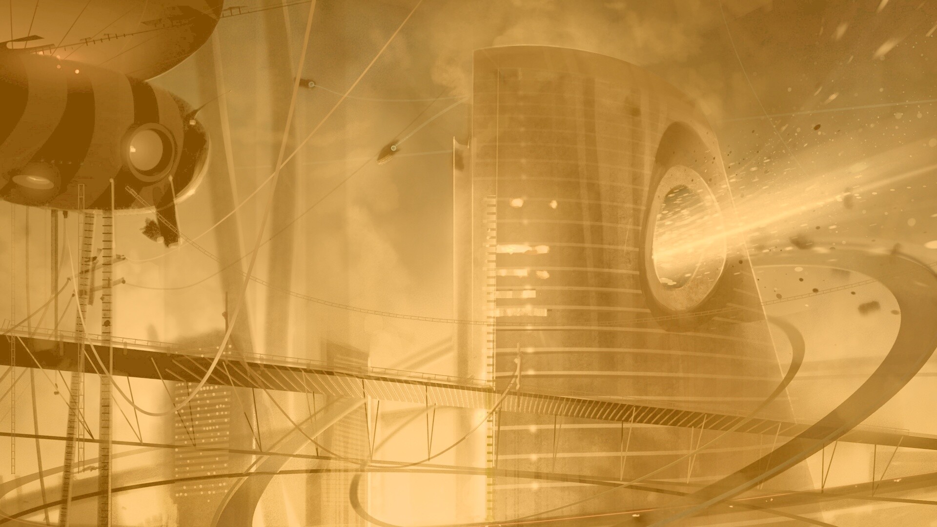 Выброс в городе будущего обои