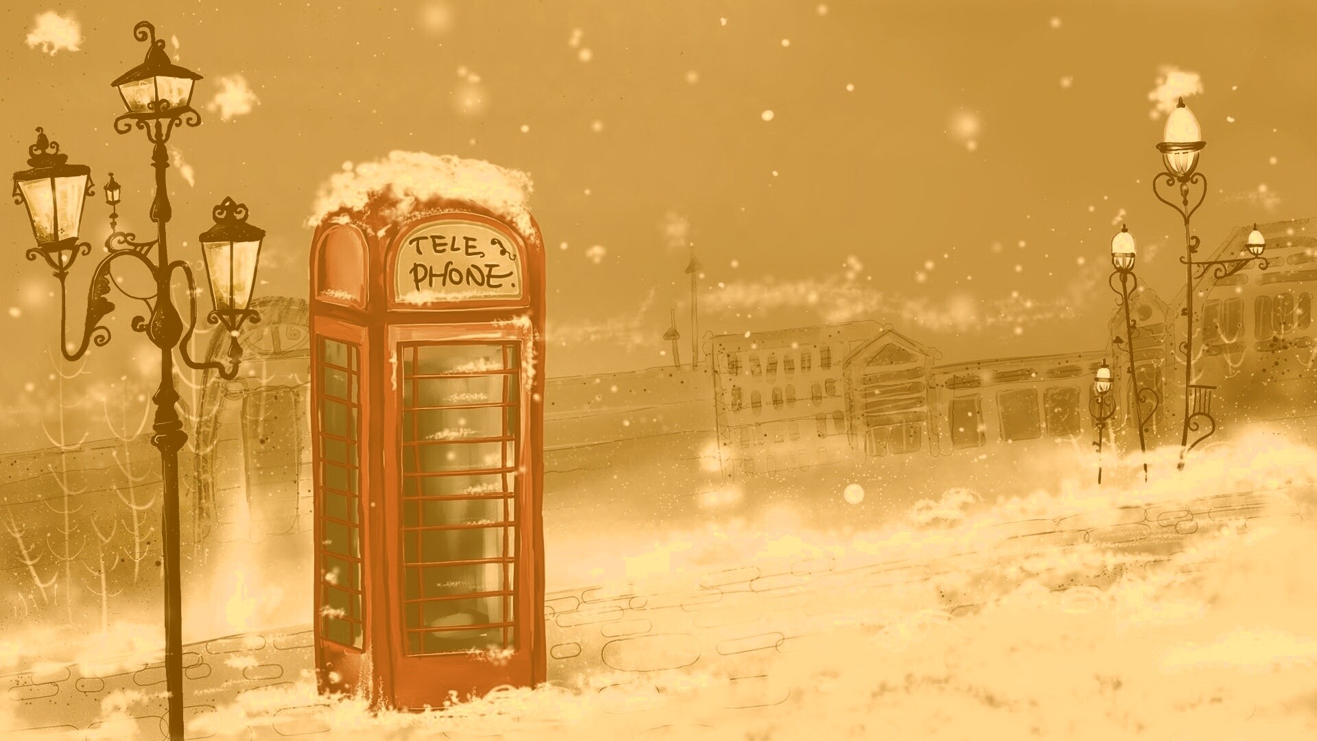 Лондонская телефонная будка обои