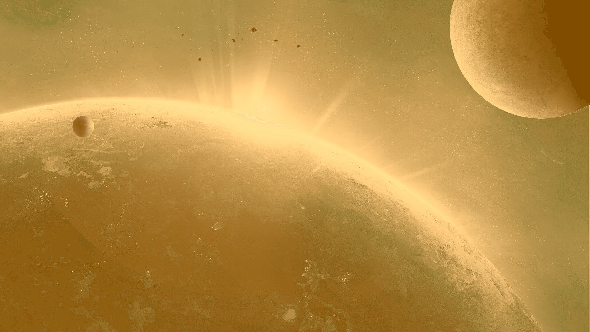 Восход над планетой обои